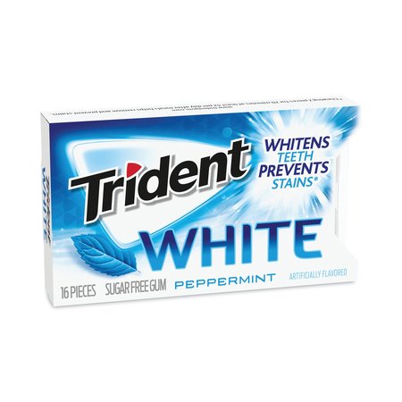 TRIDENT SugarFree Gum, White Peppermint, 16 Pieces, PK9, 9PK 67608
